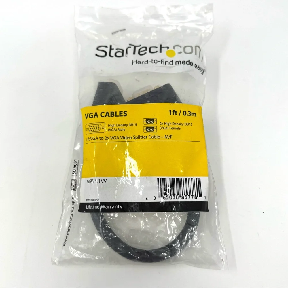 1 ft VGA to 2x VGA Video Splitter Cable (VGASPL1VV) NEW
